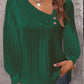 V-neck Buttons Solid Color Long Sleeve Shirt Women