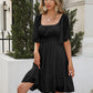 Women's Temperament Square Collar Lace-up Bow A- Line Skirt