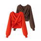 Women's Fashion Cross Design Knitted Pullover Sweater