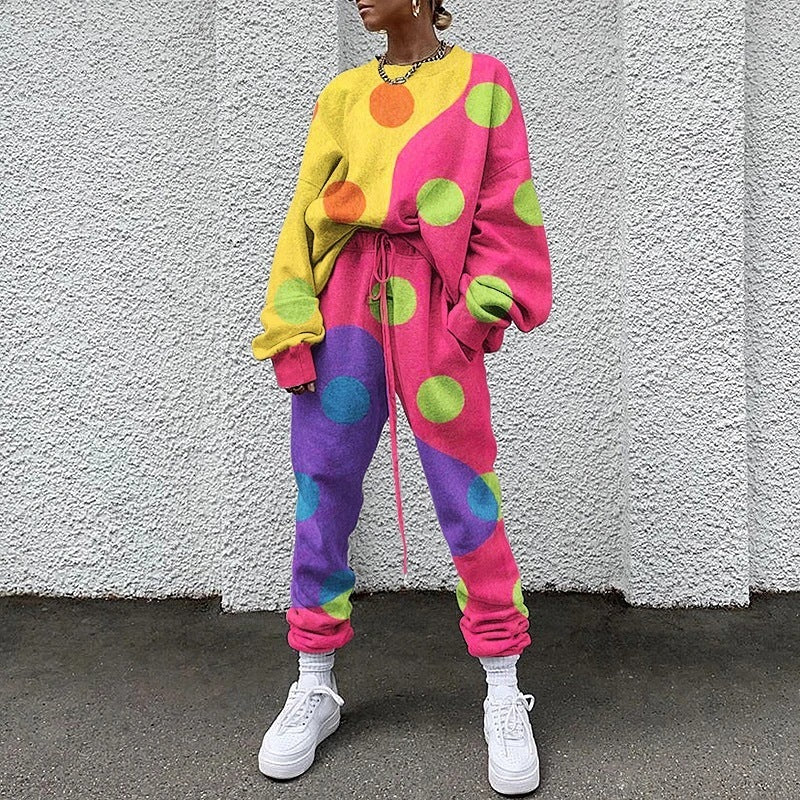 Printed Sweatshirt Two-piece Set