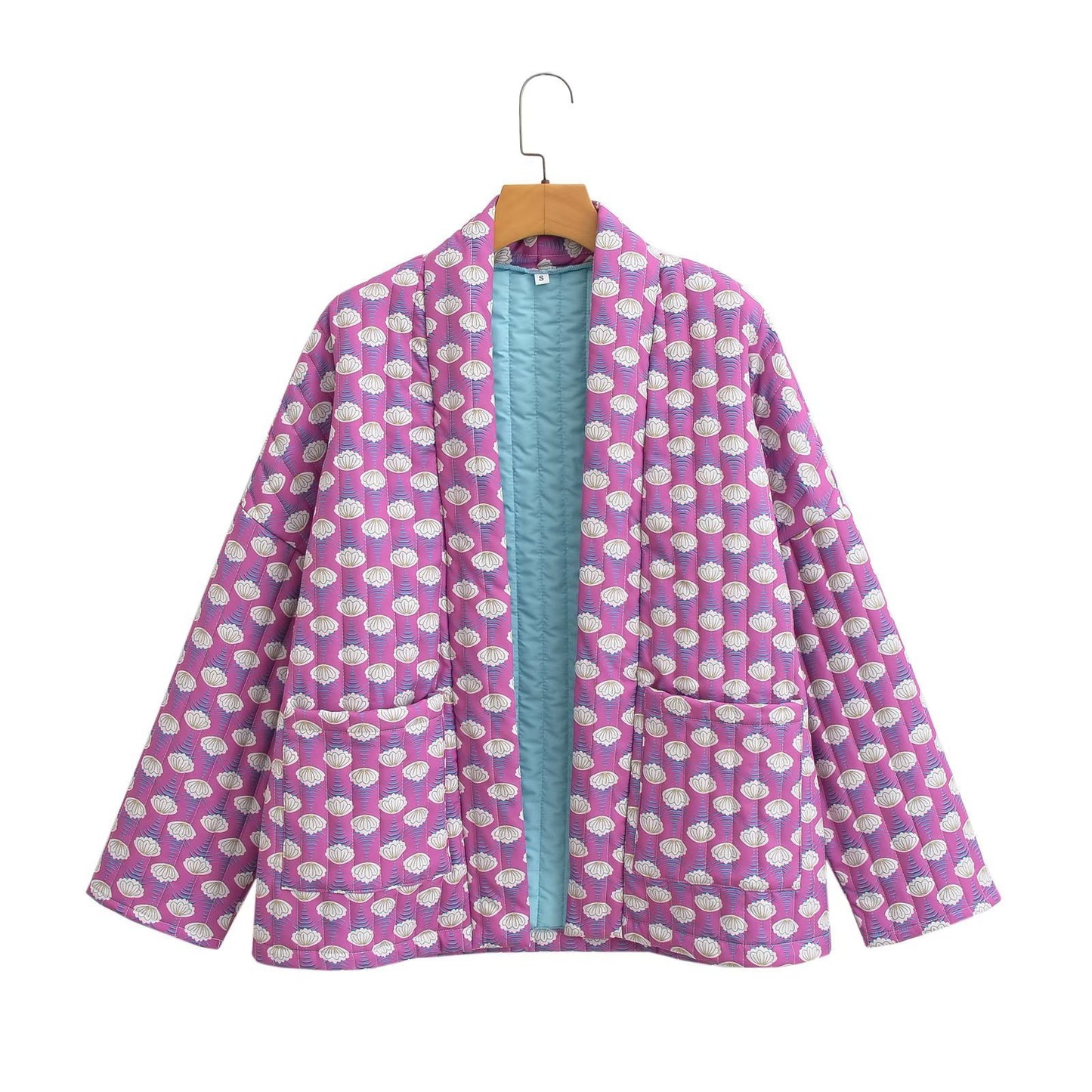 Multicolor Ethnic Print Cotton-padded Coat