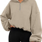 Women's Half Zipped Stand Collar Drawstring At Hem Polar Fleece Autumn Winter Sweater