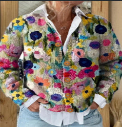 Cardigan tricoté imprimé numérique 3D, manteau, imitation pull, vêtements pour femmes