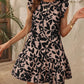 Women's Round Neck Printed Ruffles Dress
