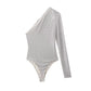 Bright Silk Net Asymmetric Slim-fit Jumpsuit