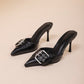 Women's Buckle Decoration Pointed Strap High Heels