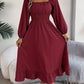 Elegant Casual Ruffled Solid Color Square Collar Large Swing Dress