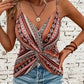 New European And American-style Ethnic Retro Italian Spaghetti Chain Print Knotted Sexy V-neck Camisole