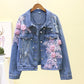 Embroidered Three-dimensional Denim Short Coat