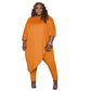 Large Size European And American Women's Clothing Cross-border Selling Spot Loose Solid Color Shoulder Two-piece Set Spring And Autumn