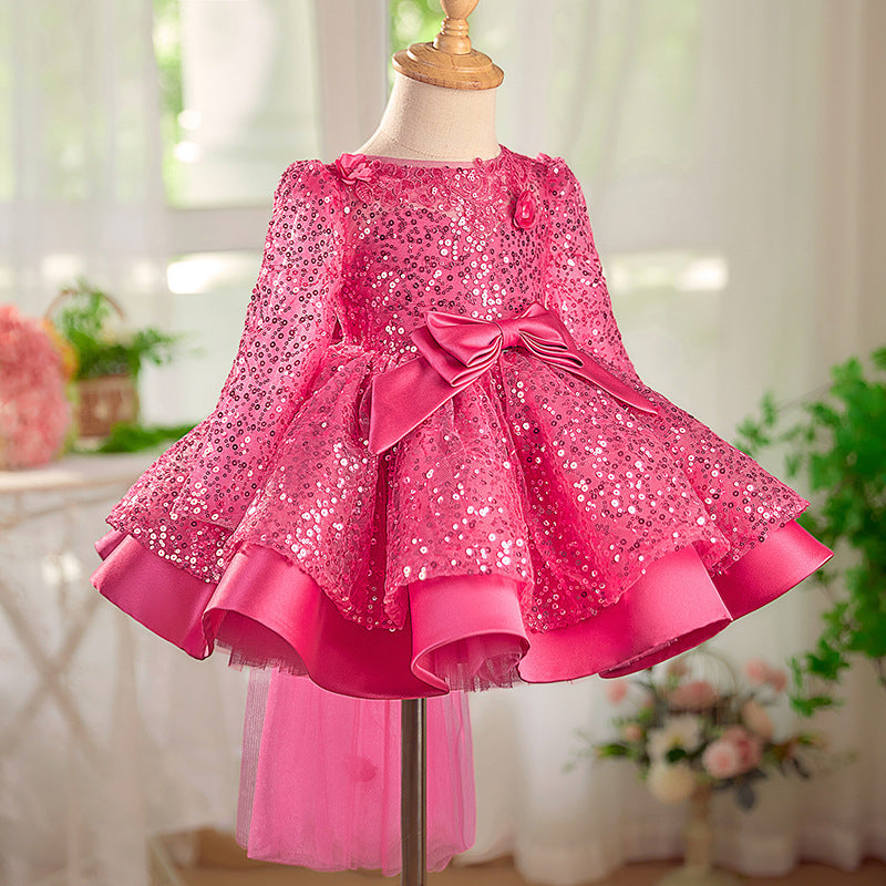 Girl's Dress Rose Sequined Tulle Tutu