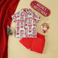 European And American Boys' New Short-sleeved Christmas Printed Shirt And Shorts Suit