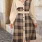 Autumn And Winter Leisure Retro Style Stitching Dress Women