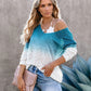 Commuter V-Neck Spray Dye Blouse Knit Top