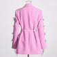 Design Sense Dignified Hollow Bow Rhinestone Sleeve Pearl Belt Business Suit And Dress