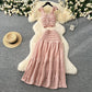 Suspender Top High Waist Crimp Skirt Two-piece Suit