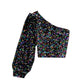 Slim-fit All-matching Short Glitter T-shirt Long Sleeve Top