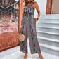 Nouvelle robe tendance pour femme, enveloppée dans une combinaison à bretelles en python, jambes larges