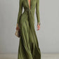 Solid-color Textured Long-sleeve Elegant French-style Dress