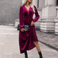Robe longue en dentelle patchwork élégante en velours