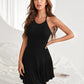 Gentle Style Halter Sleeveless Ruffled Mid-waist Dress