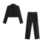 Double Pocket Coat Top Pants Suit Women