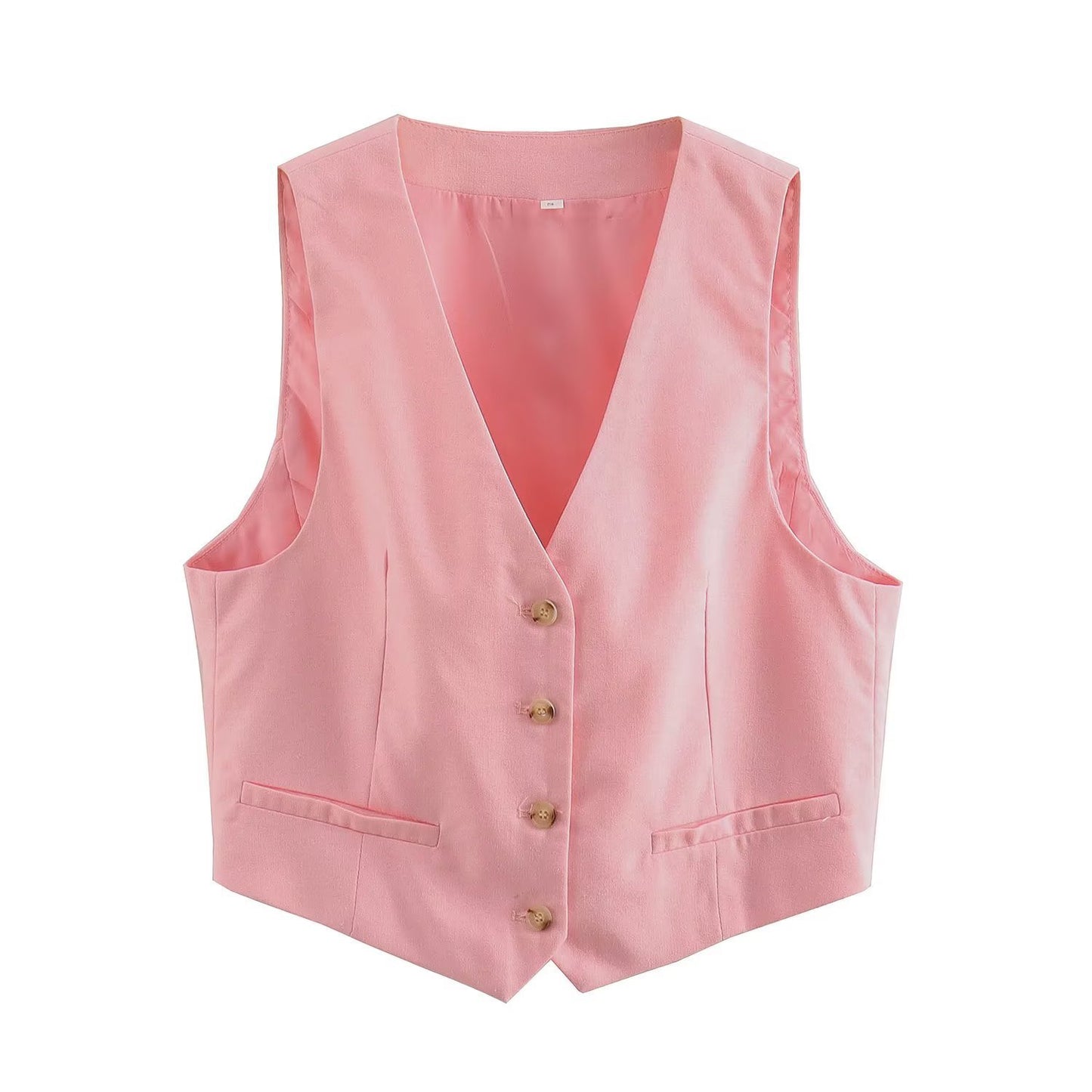 Women's Waistcoat Vest Linen Blended Casual Shorts Suit Women