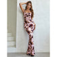 Robe à bretelles florales moulantes pour femme