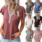 Waffle V-neck Short-sleeved T-shirt