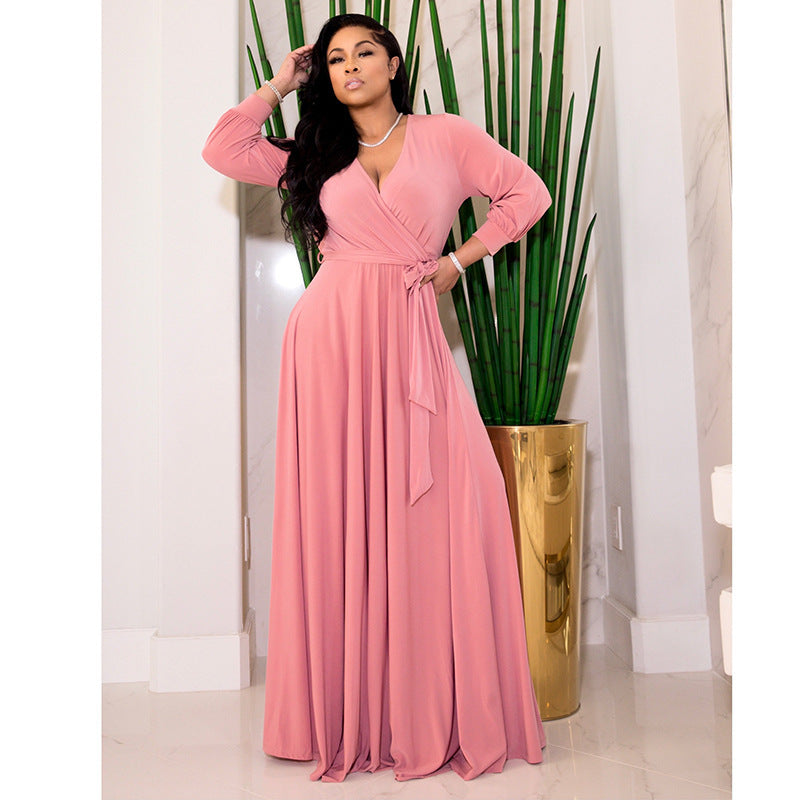 Robe grande taille à manches longues pour femme, automne, design mature, Fat Sister