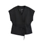 Women's Linen Blend Double Breasted Vest Two Piece Set