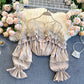 Stitching Lace Ruffled Puff Sleeve Chiffon Shirt