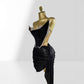 Fashionable Metal Mirror Three-dimensional Design Top Hip Skirt