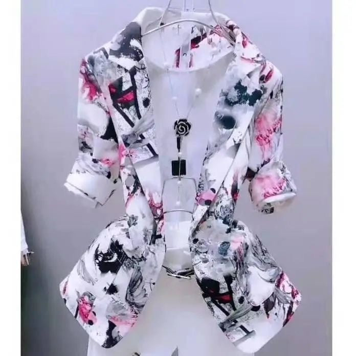 Thin Cardigan Sunscreen Printed Coat Slim-fitting Suit