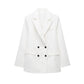 Linen Double Breasted Suit Coat Vest Straight-leg Pants Suit