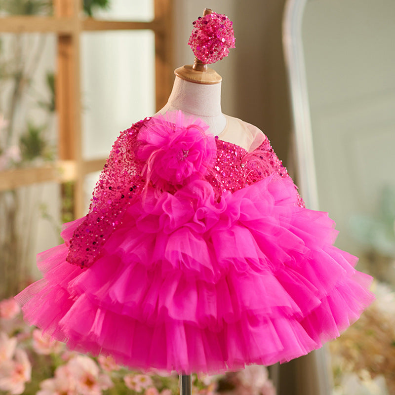 Rose Red Baby Dress For One Year Old