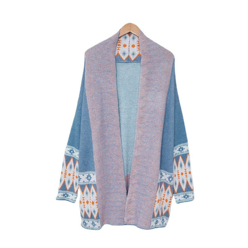 Manteau pull mi-long à la mode pour femme