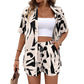 Printed Set Loose-fitting Shirt And Shorts Two-piece