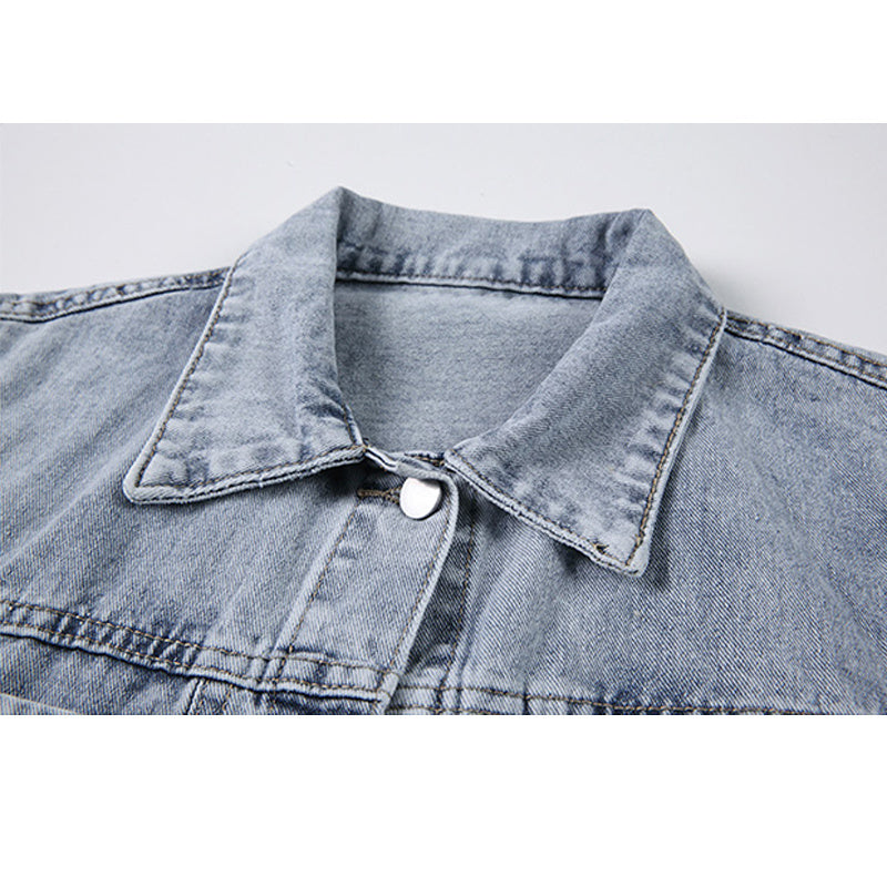 Women's Contrast Color Stitching All-match Thin Denim Jacket