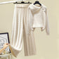 Sweater Thickened Slimming High Waist Hemp Pattern Wide Leg Pants