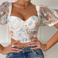 Lace Puff Sleeve See-through French High-end Design Short Top
