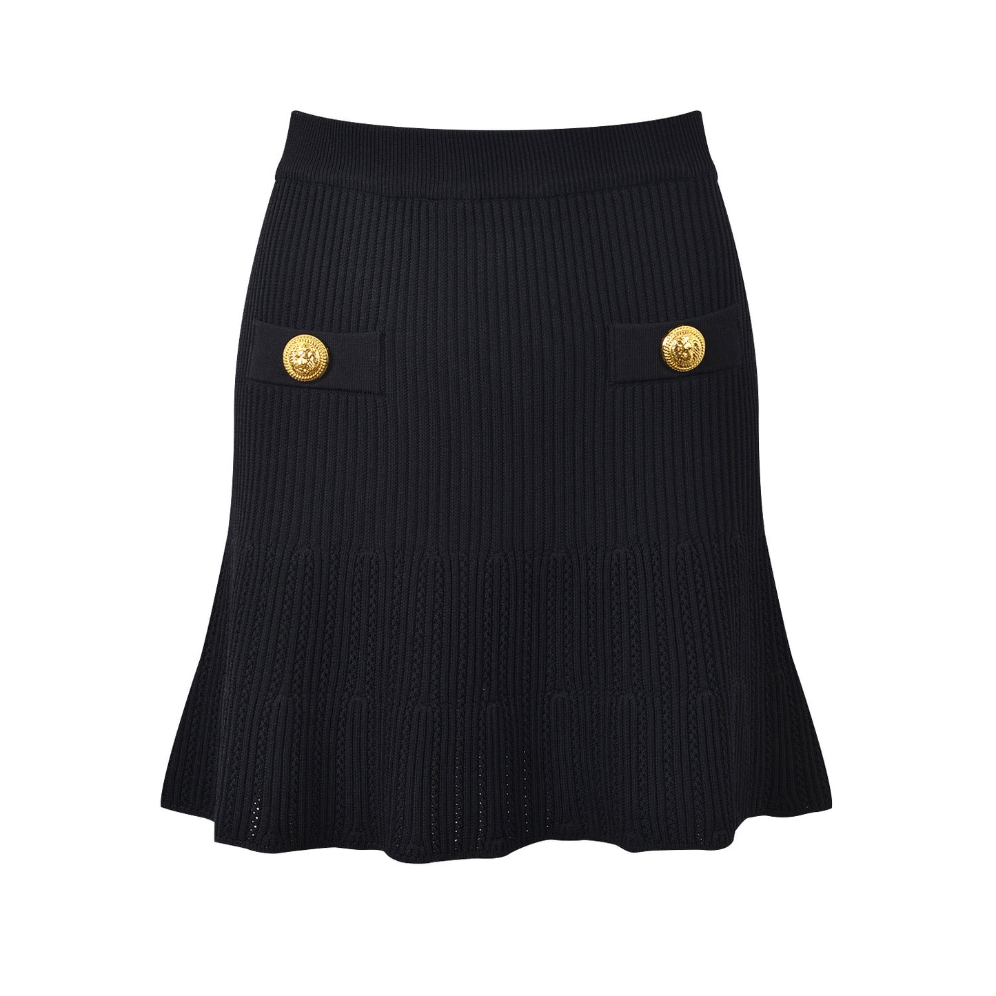 New Round Neck Metal Button Knitted Top Mid-length Dress Set
