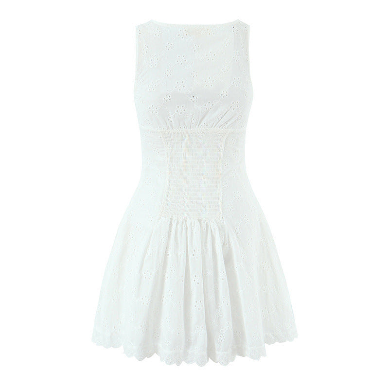 European And American Retro V-neck Embroidery Dress