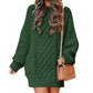 Women's Round Neck Long Sleeve Twisted Knitted Mid-length Dress Sweater