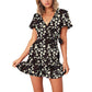Robe mi-longue à imprimé coutures et taille haute
