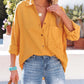 Women's Fashion Polo Collar Pocket Candy Color Shirt Top