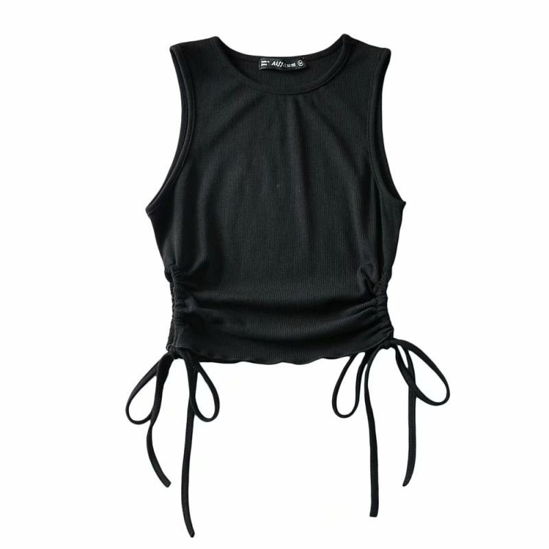 Women's Fashion Slim Side Drawstring Sleeveless Tank Top