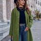 Thick Solid Color Round Neck Single-breasted Long Sleeve Coat