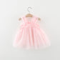 Girl's Mesh Strap Dress Waist Flower Princess Beautiful Dress