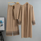 East Elegant Graceful Cardigan Robe Knitted Wide Leg Pants Three-piece Set